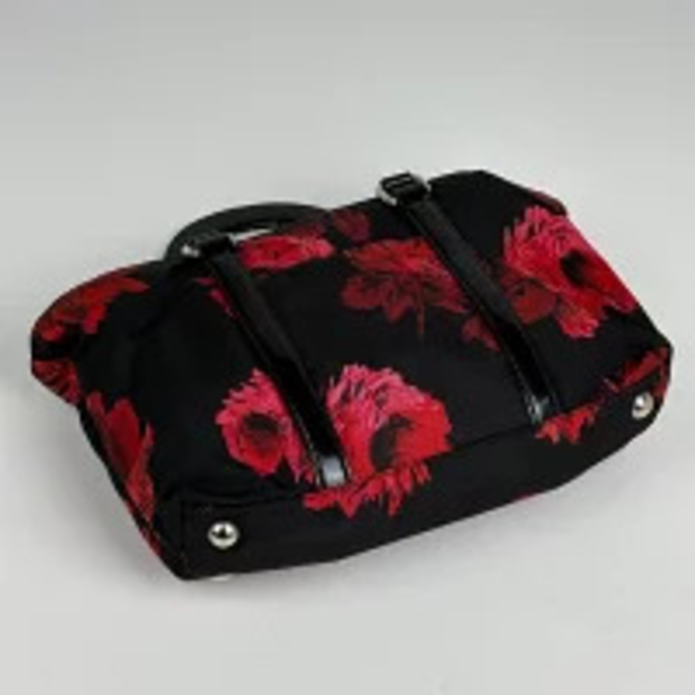 Prada Plate 2way Shoulder Bag Flower Nero Black Red - Picture 2 of 7